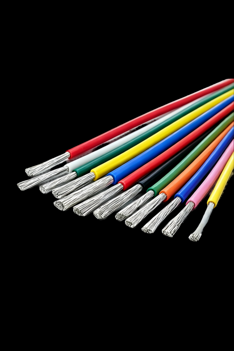Multicore cable showing individual insulated conductors and braided shielding.